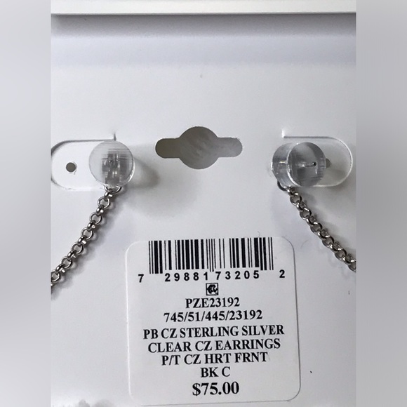 NWT Giani Bernini Sterling Silver & Cubic Zirconia Heart w Chain Earrings - Picture 4 of 4